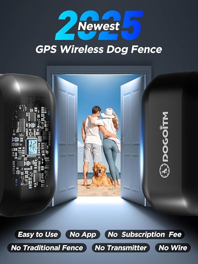 GPS Wireless Dog Fence System, Electric Fence Collar with 3 Warning Modes,Dog Fence for Outdoor Use,Range 65-3290 FT, Waterproof& Rechargeable Pet Containment System for Most Dogs