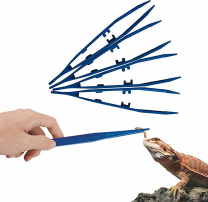4-Pack Reptile Feeding Tongs Set - Hygienic Anti-Slip Blue Tweezers for Bearded Dragons, Lizards, Snakes, Aquariums & Small Animals（Three colors to choose from, 18cm）