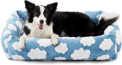 JOEJOY Medium Dog Bed Medium Size Dog, Rectangle Washable Orthopedic Pet Bed with Removable Zipper Cover, Cute Soft Calming Puppy Pet Bed with Jacquard Shaggy Plush & Non Skid Bottom