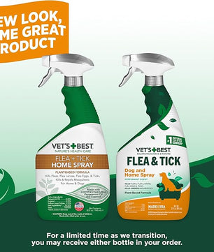 Vet’s Best Flea and Tick Home Spray – Plant-Based Flea and Tick Treatment for Dogs and Indoor Use – Natural Spray with Essential Oils for Flea Control in Home – 32 oz Bottles, 2 Pack