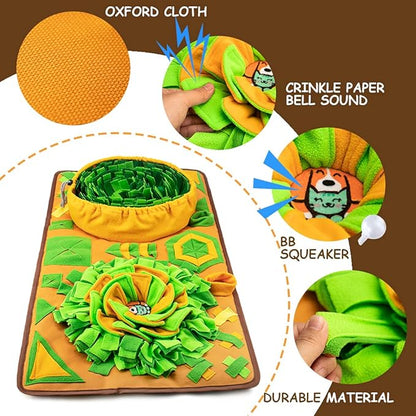 AWOOF Large Dog Snuffle Mat, Interactive Feeding Mat, 34.6 in x 19.6 in, Squeaker and Crinkle Paper, Non-Slip, Easy to Clean