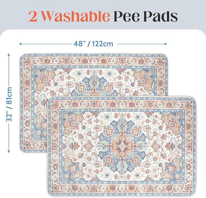 Washable Pee Pads for Dogs 2 Pack Reusable Puppy Training Pads 48"x32" Super Absorbent Waterproof Dog Training Pads, Non-Slip Potty Pads for Floor, Crate, Couch