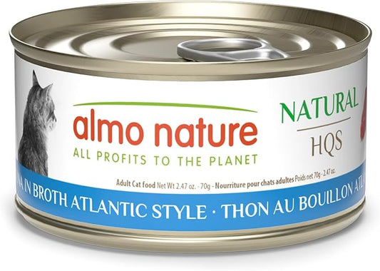 almo nature HQS Natural Wet Cat Food Tuna in Broth Atlantic Style, Grain-Free, 2.47 oz (Pack of 24)