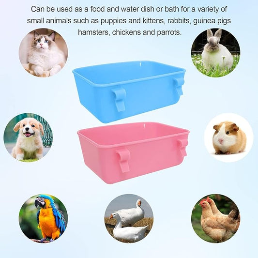 6 Pack Feeder (Blue, Pink), Hanging Feeder,Food and Water Container, Bath Water Bowl Universal for Birds Hamsters Mice Rats Rabbit Guinea Pig Small Pets (S)