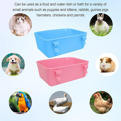 6 Pack Feeder (Blue, Pink), Hanging Feeder,Food and Water Container, Bath Water Bowl Universal for Birds Hamsters Mice Rats Rabbit Guinea Pig Small Pets (M)