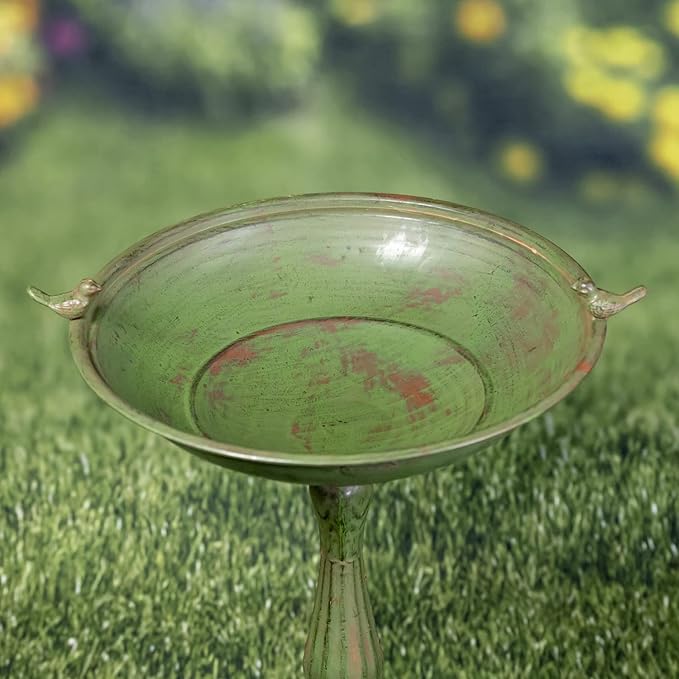 Zaer Ltd. Pedestal Style Birdbath (Green)