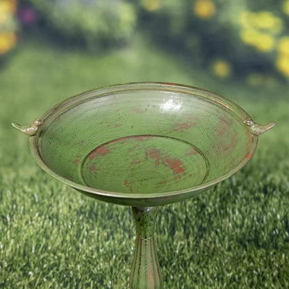 Zaer Ltd. Pedestal Style Birdbath (Green)