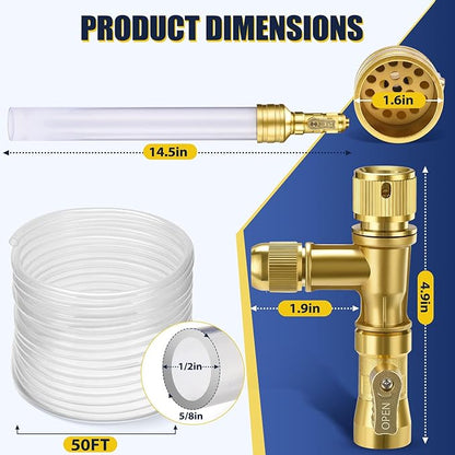 GADFISH Gravel Vacuum for Aquarium Water Changer Fish Tank Cleaning Tools, Siphon Universal Quick Pump Aquarium Water Changing (50ft)