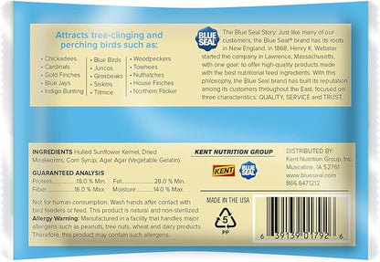 Blue Seal Mealworm Medley Suet Treat Bars for Wild Birds - No Mess Suet Feed for Woodpeckers, Cardinals, Siskins, Sparrows & More - 7 oz Bird Seed Cakes (Pack of 12)