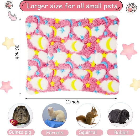 Jetec 3 Pcs Bunny Guinea Pig Beds Soft Bunny Mats Warm Guinea Pig Mat Small Animal Winter Bed Pads Fleece Sleeping Pads for Indoor Rabbit Hamster Squirrel Hedgehog Chinchilla Ferret(Moon)