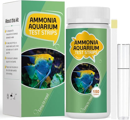 Pawfly Aquarium Ammonia Test Strips, 150 Aquarium Test Strips Accurate Ammonia Test Kit with Test Tube Aquarium Water Test Kit for Fish Tank
