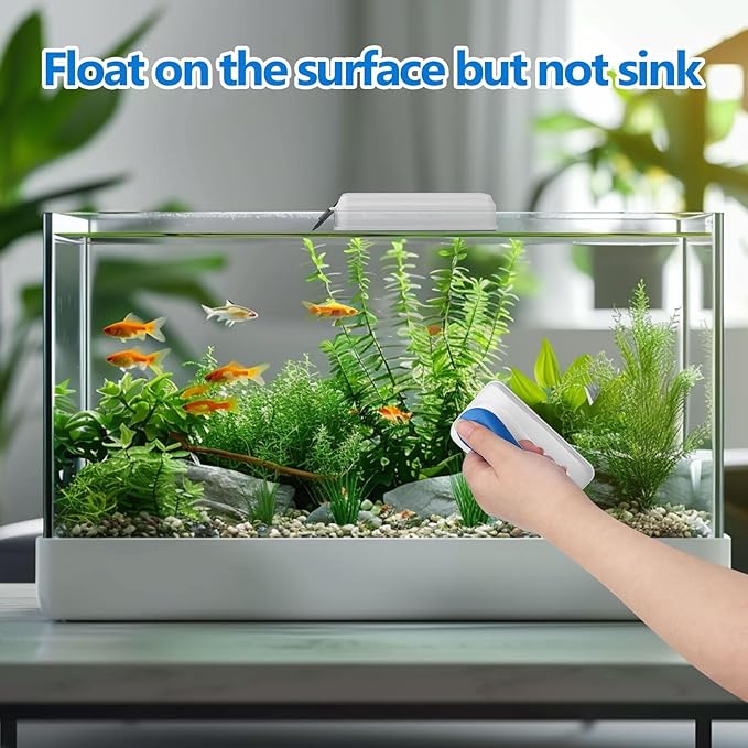 AQQA Aquarium Magnet Glass Cleaner,Dolphin Series-Fish Tank Algae Scraper Brush Cleaner for Glass or Acrylic,2 Detachable Blades Floating Cleaning Tool For1/4-1/2 Thickness