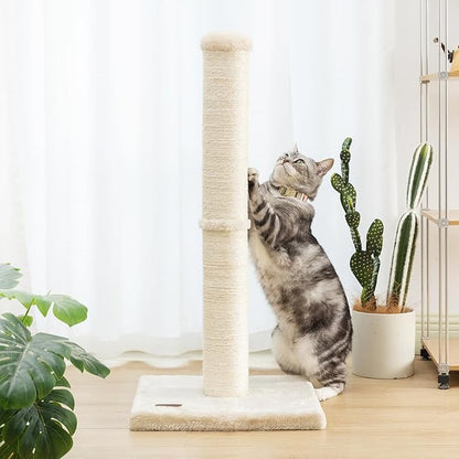 34inch Cat Scratching Post with Natural Sisal Rope 4.3Inch Large Diameter Scratcher Post Tree for Indoor Cats Beige