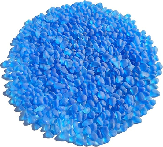 Sea Glass Stones - 0.9LB Aquamarine Blue Frosted Glass Pebbles Gemstones - Perfect for Aquarium Rocks, Fish Tank Gravel, Vase Fillers, DIY Crafts, and Home Decor
