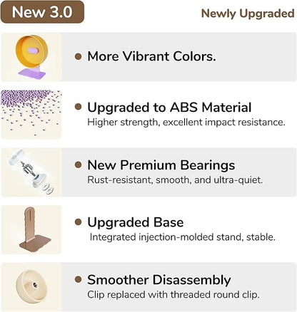 Quiet Hamster Wheel 10.2 Inch Dual-Bearings Silent Small Animals Running Exercise Wheel Height Adjustable for Syrian Hamsters, Gerbils, Rats, or Other Small Pets, Nut Brown