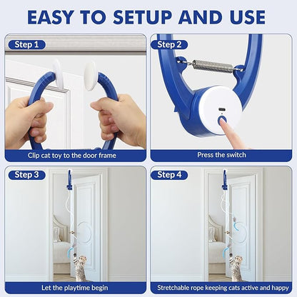 Interactive Cat Toys for Indoor Cats, Automatic Electric Flying Bird Feather Wand Toy, Best Kitten & Adult Cat Enrichment Toy Hanging Electric Kitty Toys for Bored Cats, Dark Blue