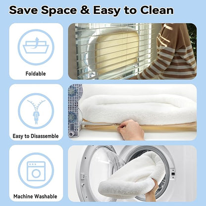 Cat Window Perch, Cat Window Hammock Soft and Comfortable Window Seat Bed with Washable Cover,Simple Install and Easy Clean Upgraded Suction Cups Hold up to 40lbs,Suitable for Window Width Over 24in