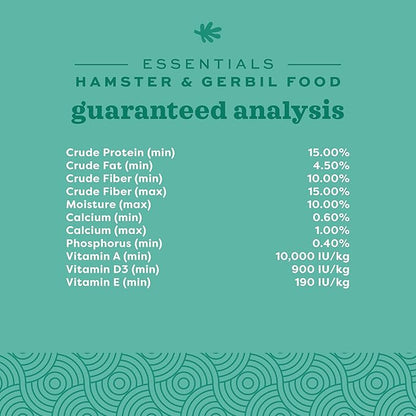 Oxbow Essentials Hamster Food and Gerbil Food, Vitamin & Mineral Rich Daily Diet for Hamsters & Gerbils, Veterinarian Formulated, Small Animal Pet Products, Made in USA, 15 lb Bulk Bag