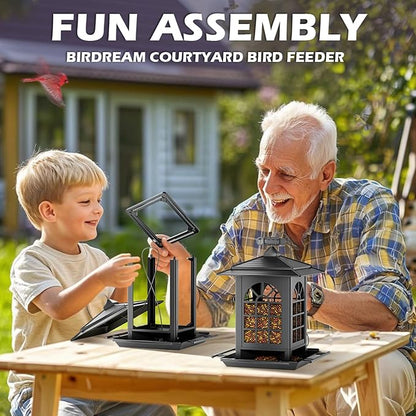 Birdream 2 Pack Bird Feeders for Outdoors Hanging - 7LB Total Capacity Classic Courtyard Design Fun Assembly Large Bird Feeder, Attracting Wild Birds Cardinals Goldfinches Sparrows