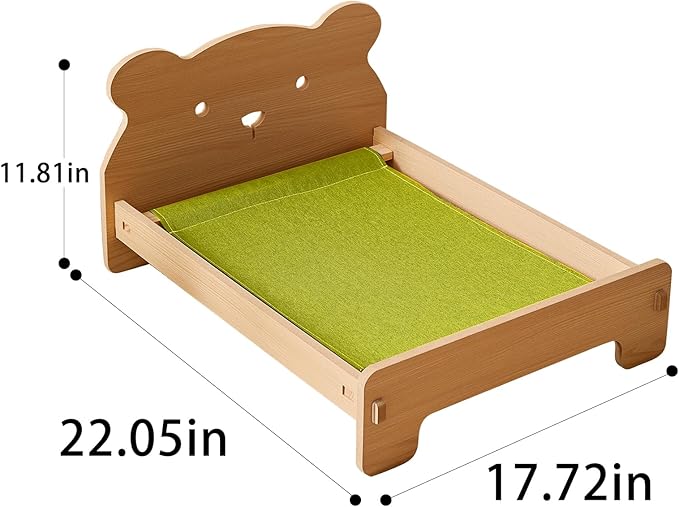 Wooden Elevated Cat Bed for Indoor Cats Easy to Assemble with Removable Mattress Pet Bed for Small Animals Small Dog Rabbits Guinea Pigs Hamsters Chinchillas etc