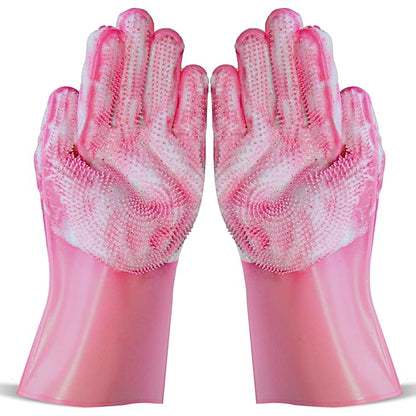 Dog Washing Gloves -Dog Bath Brush - Dog Bath Gloves - Dog Shampoo Brush - Pet Grooming Gloves -Cat Grooming Supplies_ Dog Bath Supplies（1 Pair Pink