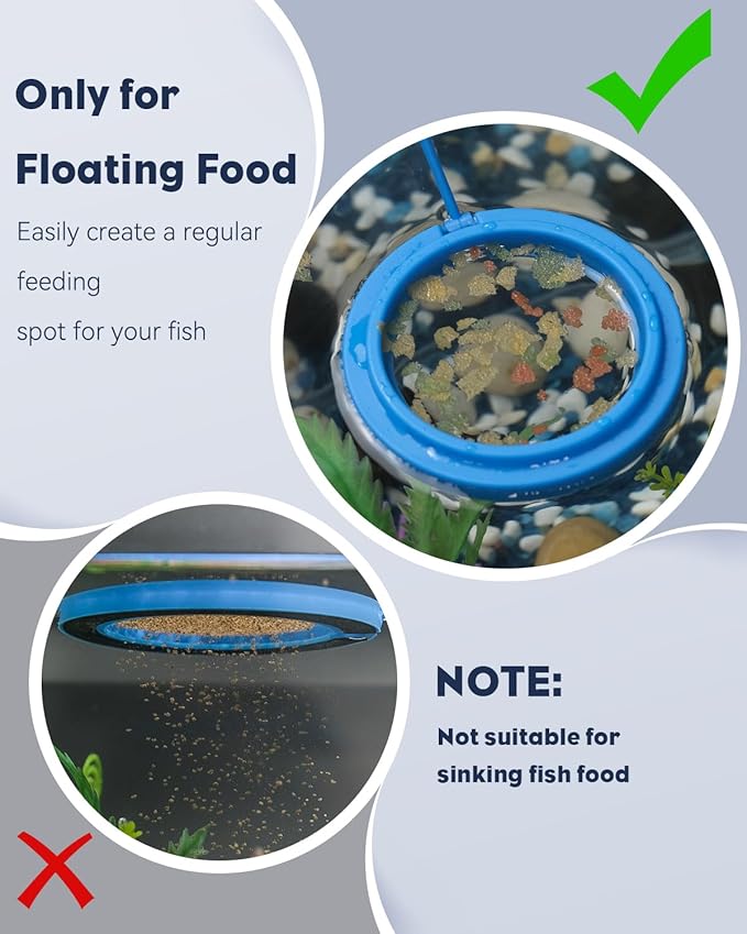 Pawfly Fish Feeding Ring for Aquarium, Feeding Ring with Suction Cup, Small Round Fish Feeder Ring Circle Floating Food Feeder for Betta Goldfish Guppy Turtle