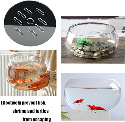 1 Pcs Acrylic Aquarium Anti-Jumping Lid Cover with Hole, Aquarium Cover Lid to Prevent Fish, Reptiles, Shrimp, Turtles from Jumping Out of The Tank, Thick 3mm (Diameter 7.8inch)