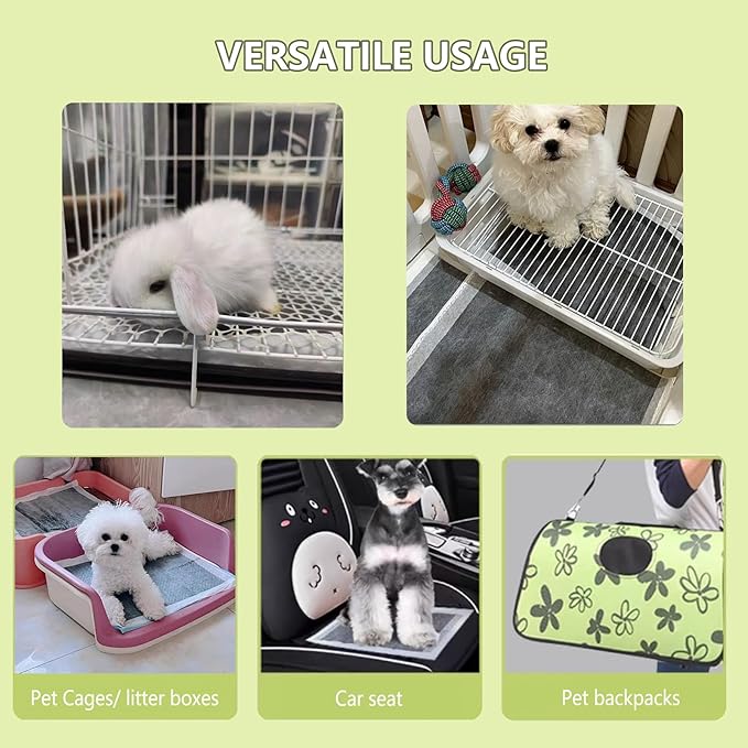 Rabbit Pee Pads, Pet Toilet/Potty Training Pads, 50PCS All Absorb & Odor Control Disposable Cage Liners with Quick-Dry Surface for Guinea Pigs Puppy Chinchillas Hamsters Ferrets Hedgehog Cats