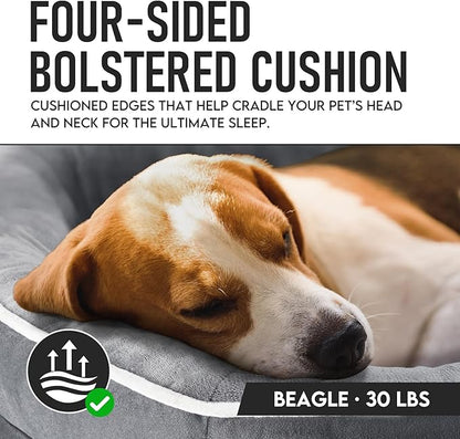 OhGeni Orthopedic Dog Couch Pet Sofa Large Sized Cat Beds with Comfort Foam Support, Soft Comfortable Fabric, Machine Washable Waterproof Removable Cover, 35-Inch (Gray)