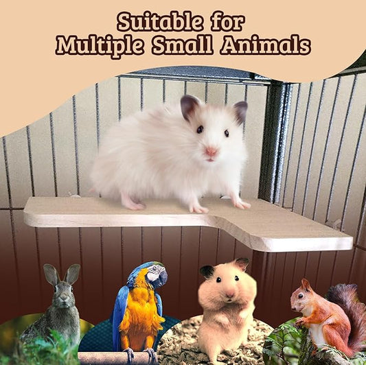 Chinchilla Cage Accessories Hamster Accessories, Chinchilla Toys Wood Platform Dwarf Hamster Cage Board, Chinchilla Cage Sturdy Standing and Jumping Wooden Board for Parrot Cage Rat Cage (Board)