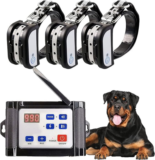 2 in 1 Wireless Dog Fence & Remote Training Collar, 2023 Pet Containment System, Dog Electric Boundary Container System, Adjustable Control Range, Waterproof, for 1 2 3 Dogs,for3dogs
