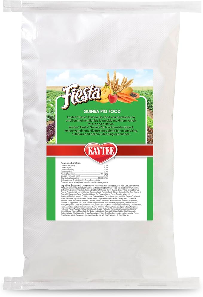 Kaytee Fiesta Guinea Pig Food, Nutritious and Fun Blend, Supports Dental Health and Digestion, 25 pounds
