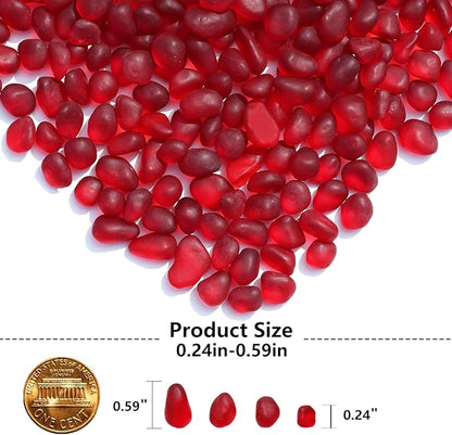 Sea Glass Stones - 0.9LB Red Frosted Glass Pebbles Gemstones - Perfect for Aquarium Rocks, Fish Tank Gravel, Vase Fillers, DIY Crafts, and Home Decor