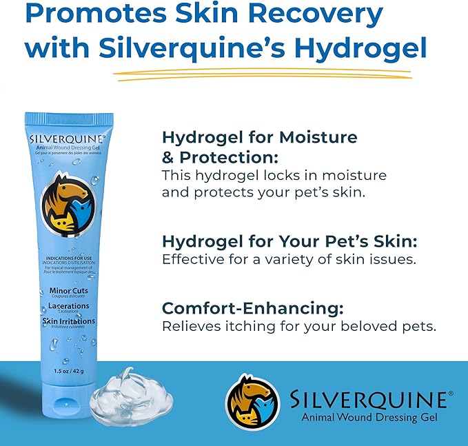 Hot Spot Gel for Dogs and Cats - Dog Wound & Pet Skin Irritation Solution for Birds, Hamsters, Emergency Kit, Hydrogel Ointment for Cuts, Burns, Itch, Pet Restoration & Wellness - 1.5 Oz