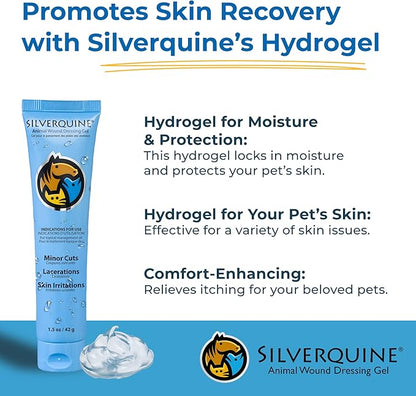 Hot Spot Gel for Dogs and Cats - Dog Wound & Pet Skin Irritation Solution for Birds, Hamsters, Emergency Kit, Hydrogel Ointment for Cuts, Burns, Itch, Pet Restoration & Wellness - 1.5 Oz