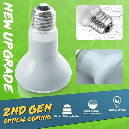 LUCKY HERP 4 Pack 50W Reptile Heat Lamp Bulb (2nd Gen), Amphibian Basking Light Bulb, Reptile Daylight Bulb for Turtle, Bearded Dragon, Lizard Heating Use