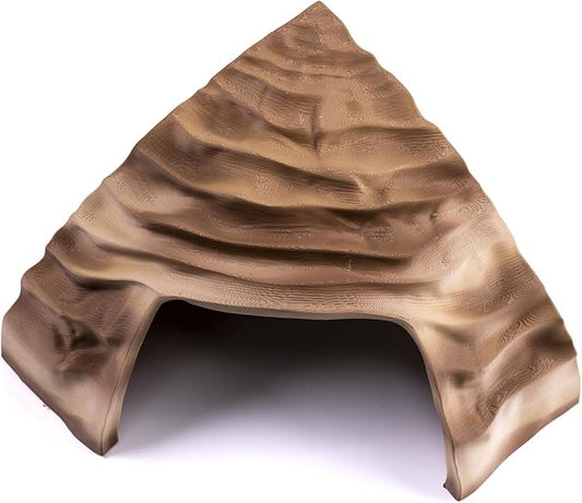 Corner Reptile Cave - Natural-Look Hide for Lizards, Snakes, Bearded Dragons, Turtles, and Tortoises - Durable Habitat Decor - Sandstone