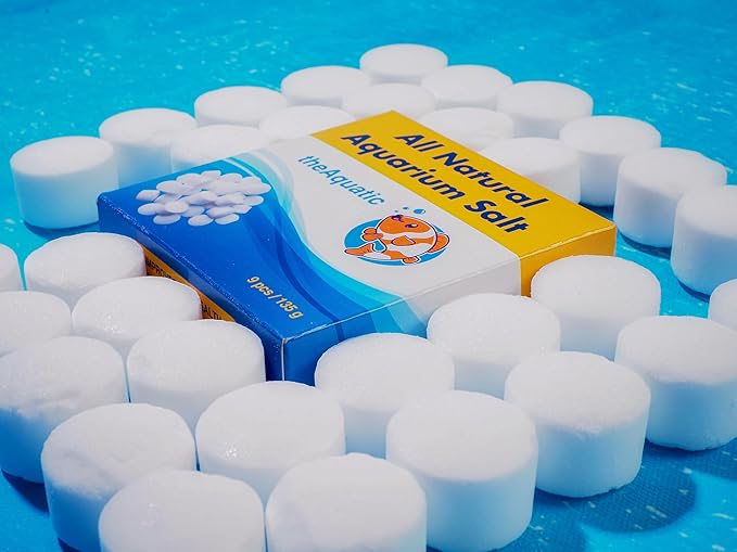 Premium Aquarium Salt, Aquarium Salt Freshwater Tablets for Aquarium Water Treatments Essential Supplies (9 Tablets)