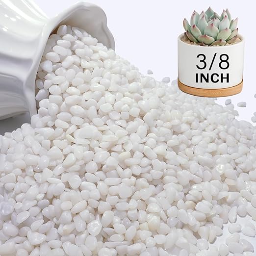 NUPICK 12 lbs Pebbles for Indoor Plants, 3/8 Inch Pea Gravel for Fish Tank, Polished Decorative Rocks for Succulent, Natural River Stones for Vases, Cactus, Landscaping, Bird Bath, Aquarium, White