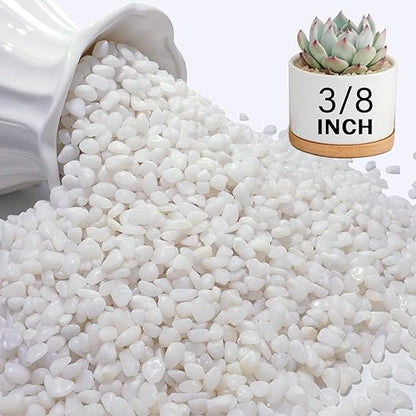 NUPICK 12 lbs Pebbles for Indoor Plants, 3/8 Inch Pea Gravel for Fish Tank, Polished Decorative Rocks for Succulent, Natural River Stones for Vases, Cactus, Landscaping, Bird Bath, Aquarium, White