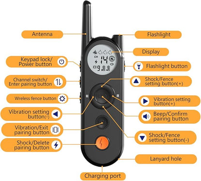 Wireless Dog Fence 3500FT Electric Fence and 6100FT Remote Training Collar, 185 Days Rechargeable Battery - IPX7 Waterproof Collar, Vibrate/Beep/Shock Modes for All Dogs.…