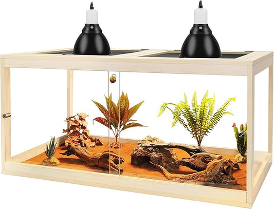 Prolee Reptile Terrarium Tank 60 Gallon Maximum, Lizard Tank Bearded Dragon Tank with Metal Mesh Roof Door, Snake Tank with Lock Design, 40" Length