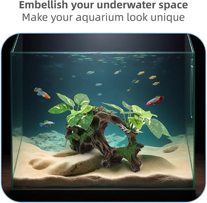 Fish Tank Decorations Artifical Driftwood Cave Aquarium Decor Ornaments Silk Aquarium Plants for Betta Fish Tank Accessories
