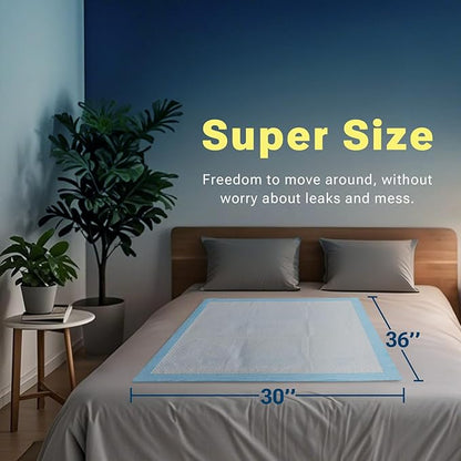 30" x 36" 50 Count Super Absorbency Disposable Bed Pads for Adults, Leakproof Quick Drying Underpads for Adults Baby Puppy, Incontinence Pads, Puppy Pad Dog Training Pee Pads