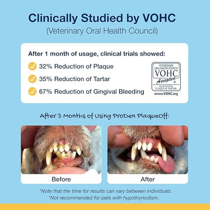 ProDen PlaqueOff Powder for Pets - Cat & Dog Breath Freshener - Plaque & Tartar Remover for Pet Oral Care - 60g