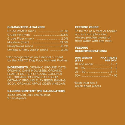 Amazon Brand - Wag Expedition Human Grade Organic Biscuits Dog Treats, Non-GMO, Peanut Butter, 10oz