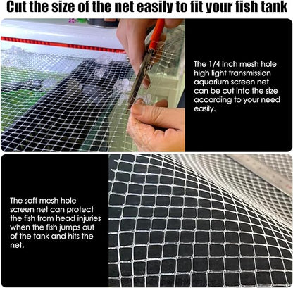 Clear Fish Tank mesh Netting Material Aquarium mesh lid Transparent Plastic Aquarium top Cover Screen Hood net(5.12 Feet X 3.37 Feet)