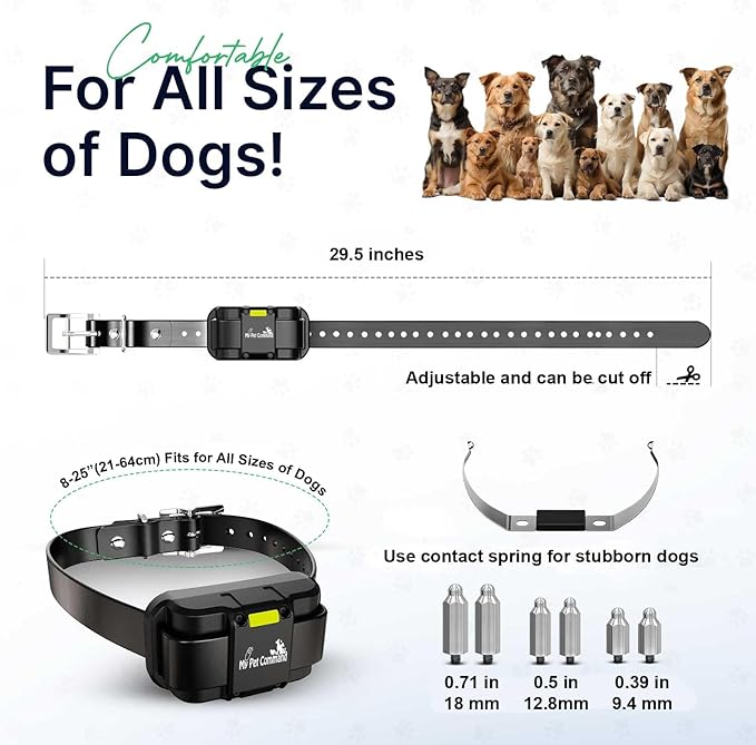 My Pet Command Long Range Dog Training Collar with Remote 1 Mile/5280 Ft Safe Shock, Vibrate, Tone collar with Flashing Beacon Lights Rechargeable Waterproof Dog collar with remote add Up to 2 Collars