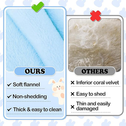 MEWTOGO 15.7 x 14In Rabbit Bed - Thickened Soft Bunny Concave Bed, Cuddle Cushion Plush Mat with Cotton Lounger Pillows, Small Pet Flop Mat for Cage Sleeping Indoor Bunny Gifts, Light Blue