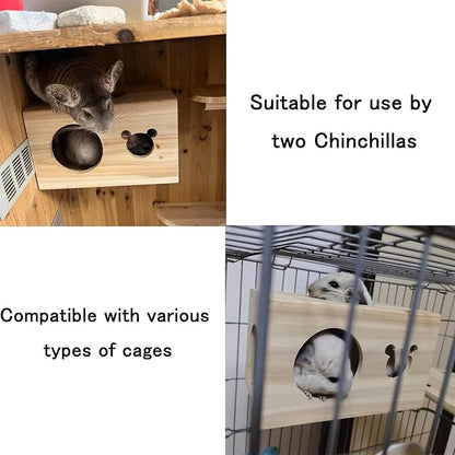 Chinchilla House Chinchiila Nest Degu House Small Animal Hideout Natural Wooden No Paint Wooden peg Safe Durable Teeth Grinding